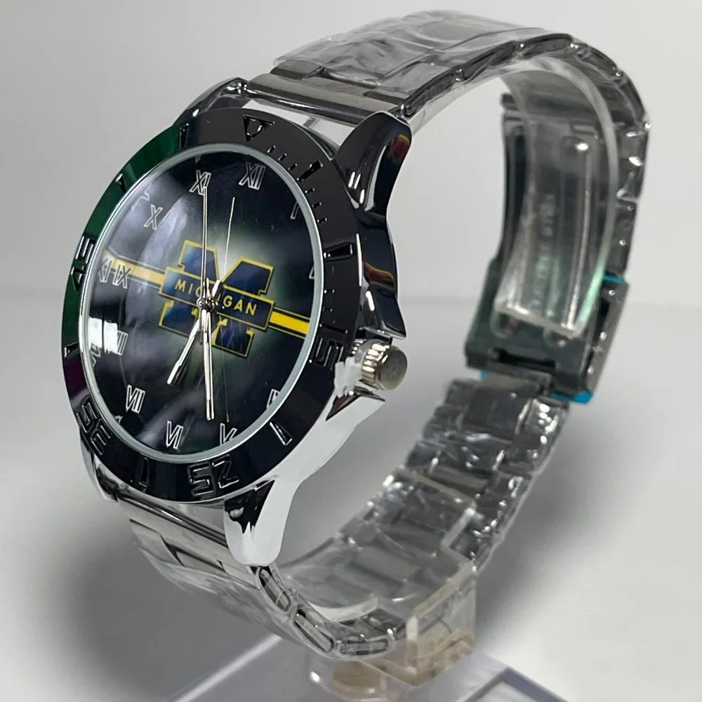 Michigan Wolverines NCAA Stainless Steel Men's Watch NEW!!